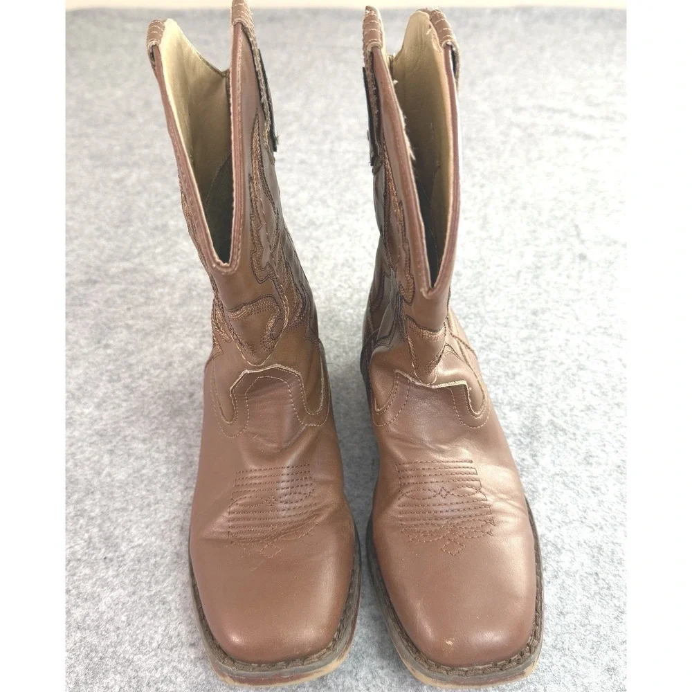 Roper Kids‎ Brown Faux Leather Western Cowboy Boots Size 3 09-018-1900-1701